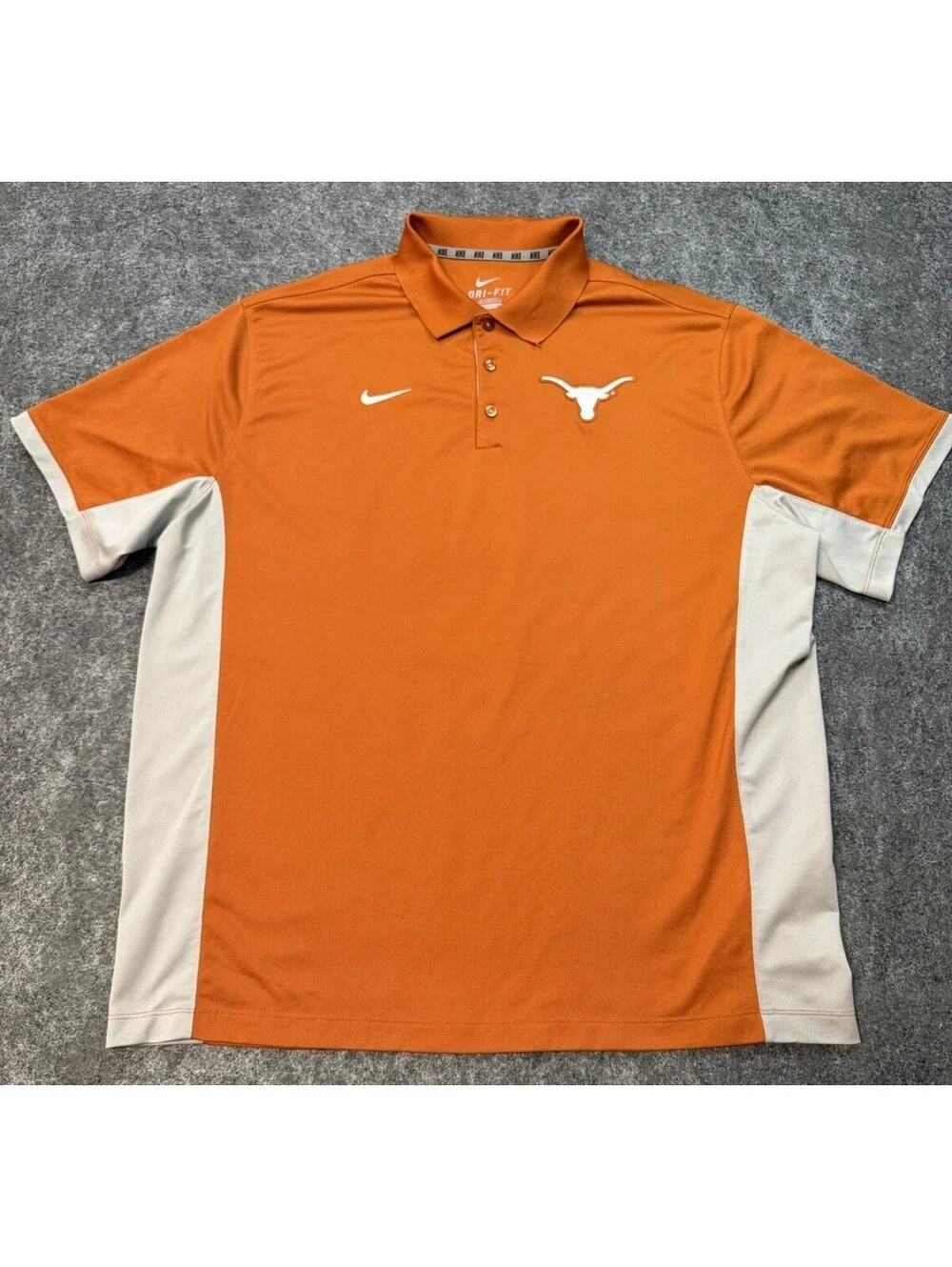 Nike Dri-FIT Texas Longhorns Polo Shirt Men’s 2XL Orange Gray NCAA Golf